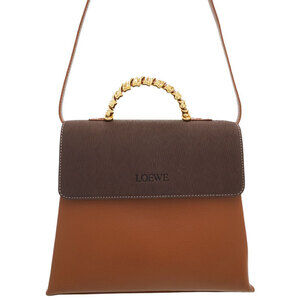 Loewe Velazquez 2way Leather twist Handle Handbag Brown